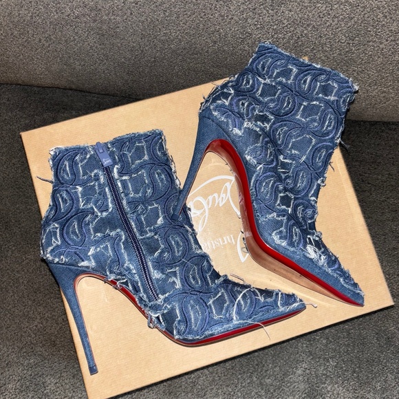 Christian Louboutin So Kate Booty denim 100mm stiletto heel - Picture 1 of 9